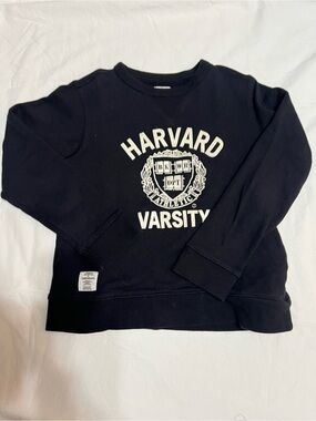 Chocolate Black Harvard Varsity Sweatshirt with White Graphic